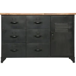Cómoda com 6 gavetas TOROF preta em metal