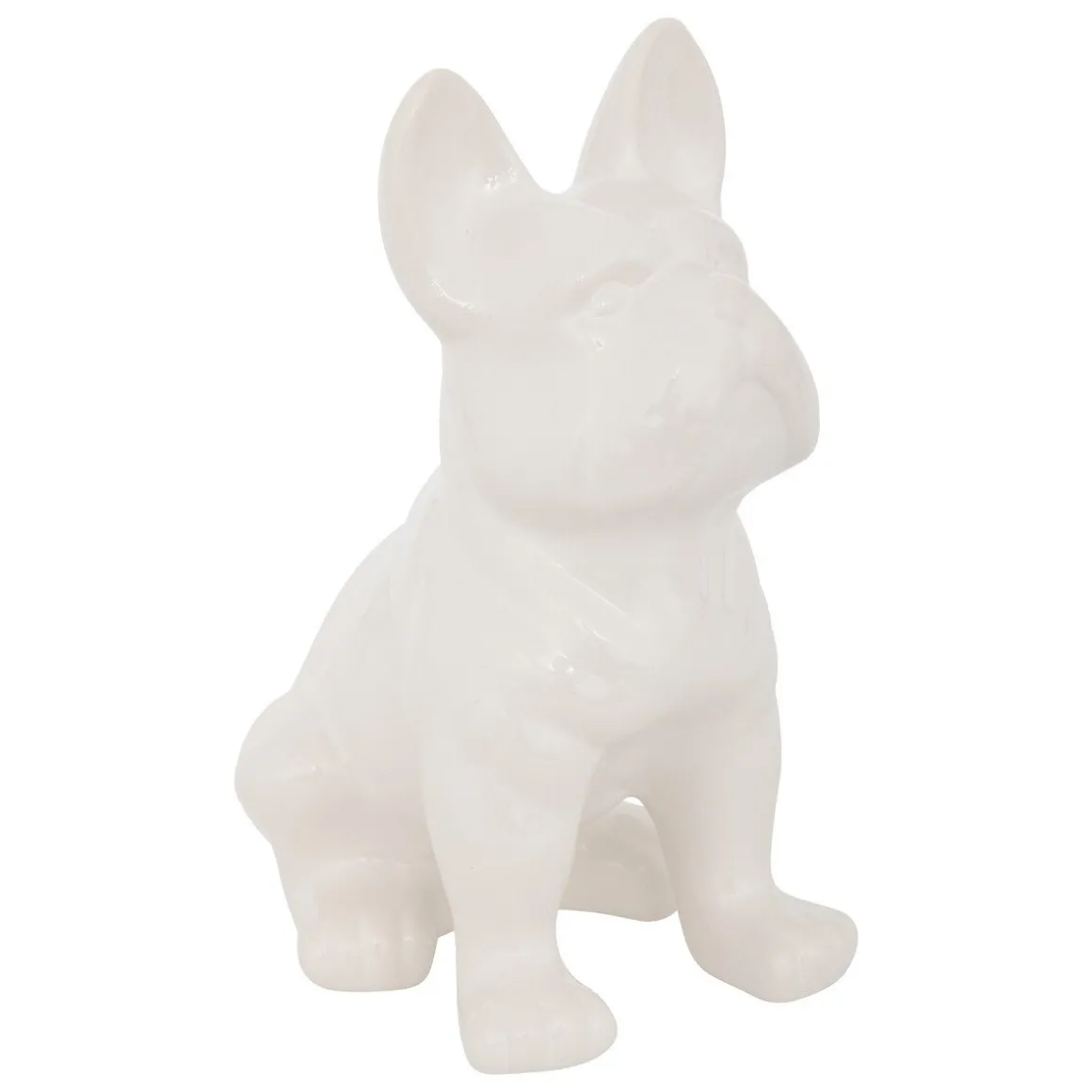 Cão decorativo branco em cerâmica