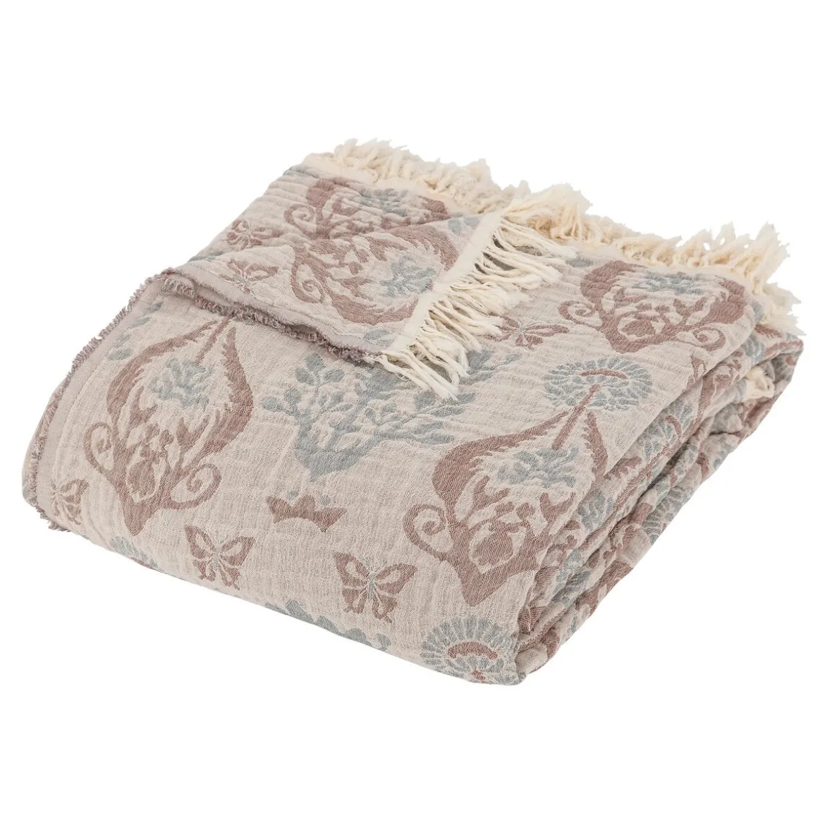 Colcha LITTLE COTTAGE pastel com franjas 240x260cm
