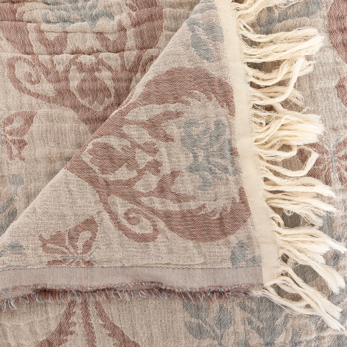 Colcha LITTLE COTTAGE pastel com franjas 240x260cm