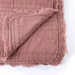 Colcha STONEWASHED rosa BLUSH com franjas 220x240cm