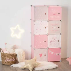 Coluna de arrumação dupla rosa 125x31,5x65cm