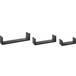 Conjunto 3 prateleiras pretas 22/32/42cm