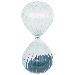 Conjunto de 3 ampulhetas em vidro com tabuleiro DE madeira