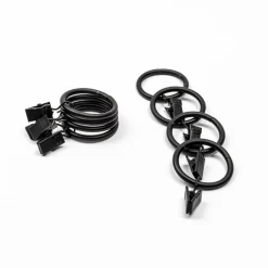 Conjunto de 8 argolas com mola preto mate d20cm