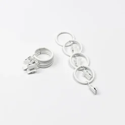 Conjunto de 8 argolas com mola branco mate d20cm