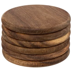 Conjunto De 6 Bases Para Copos Em Madeira Acácia