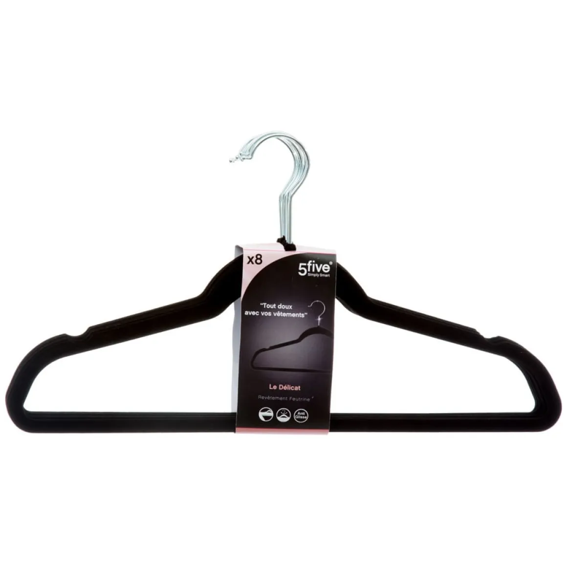 Conjunto de 8 cabides pretos antiderrapante