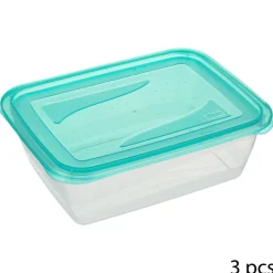 Conjunto de 3 caixas com tampa azul 1,25l