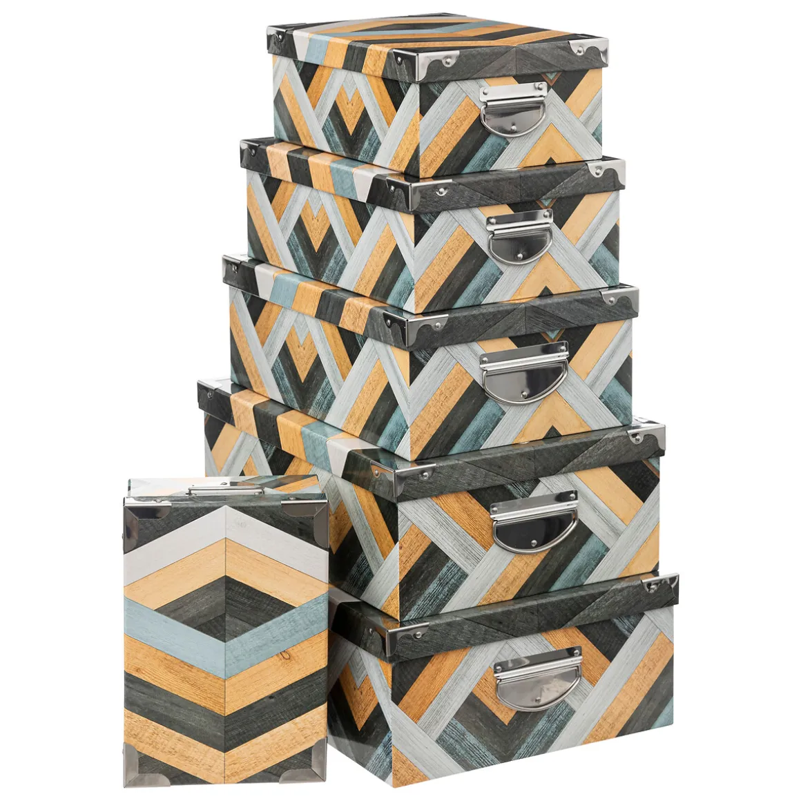 Conjunto de 6 caixas de arrumação MARQUETRY