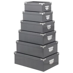 Conjunto de 6 caixas de arrumação cinza