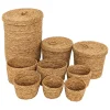 Conjunto de 9 cestos em ráfia bege LIT