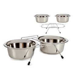 Conjunto de 2 comedouros em aço inoxidável 17cm