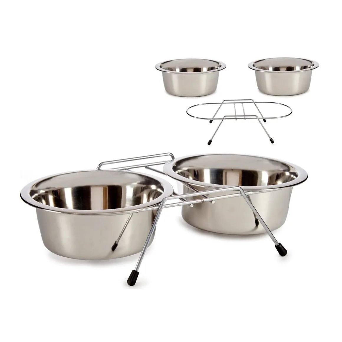 Conjunto de 2 comedouros em aço inoxidável 27,5cm