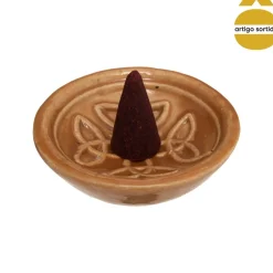 Conjunto de 30 cones de incenso com queimador em cerâmica