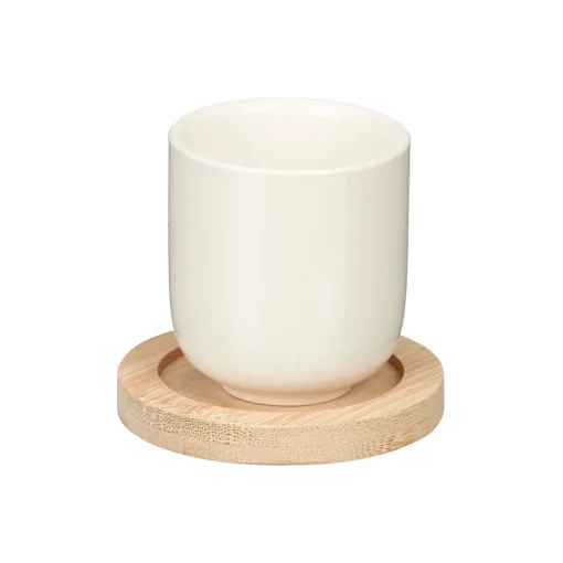 Conjunto De 4 Copos De Café Com Base Em Bambu