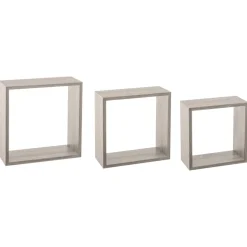 Conjunto de 3 estantes cubo cinza