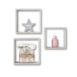 Conjunto de 3 estantes cubo cinza