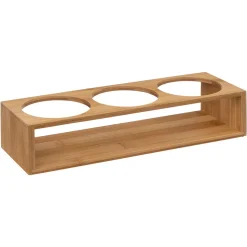 Conjunto de 3 frascos vidro 0,4l com suporte bambu