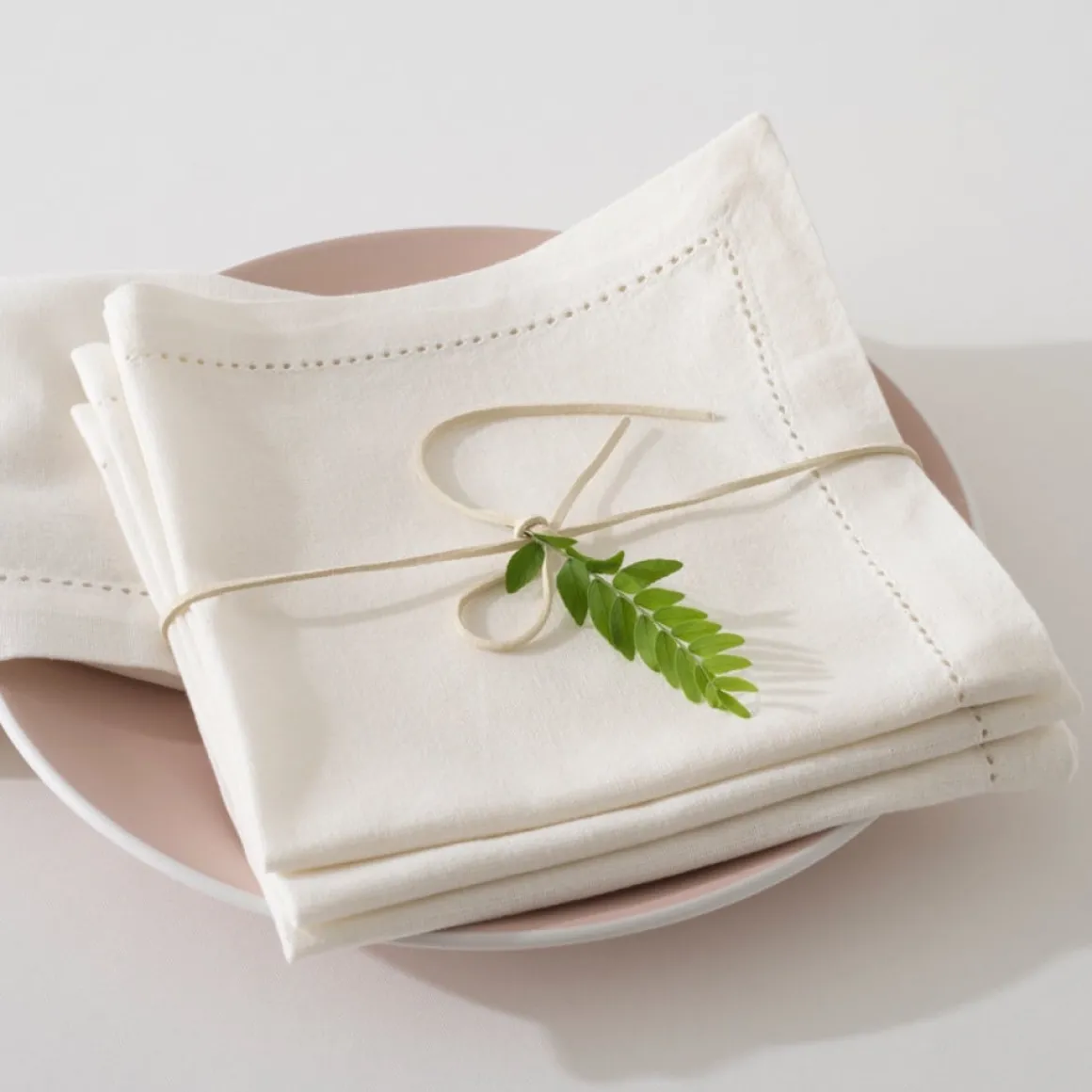 Conjunto de 4 guardanapos CHAMBRAY branco em algodão