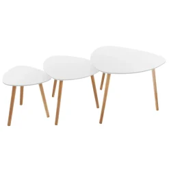 Conjunto de 3 mesas de apoio MILEO branco em madeira