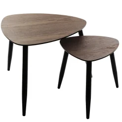 Conjunto de 2 mesas de apoio MILEO castanho escuro