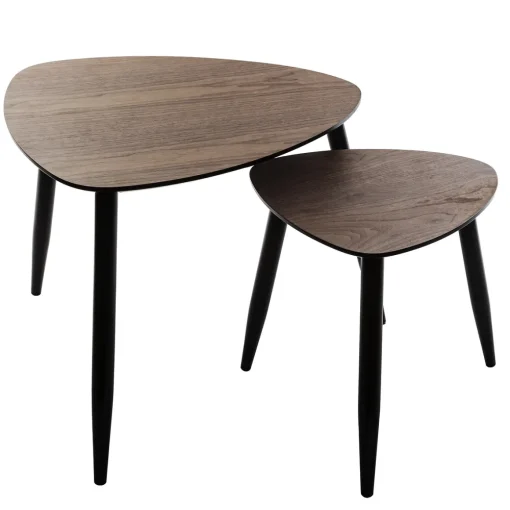Conjunto de 2 mesas de apoio MILEO castanho escuro