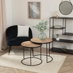 Conjunto de 2 mesas de apoio BASILE em madeira mango
