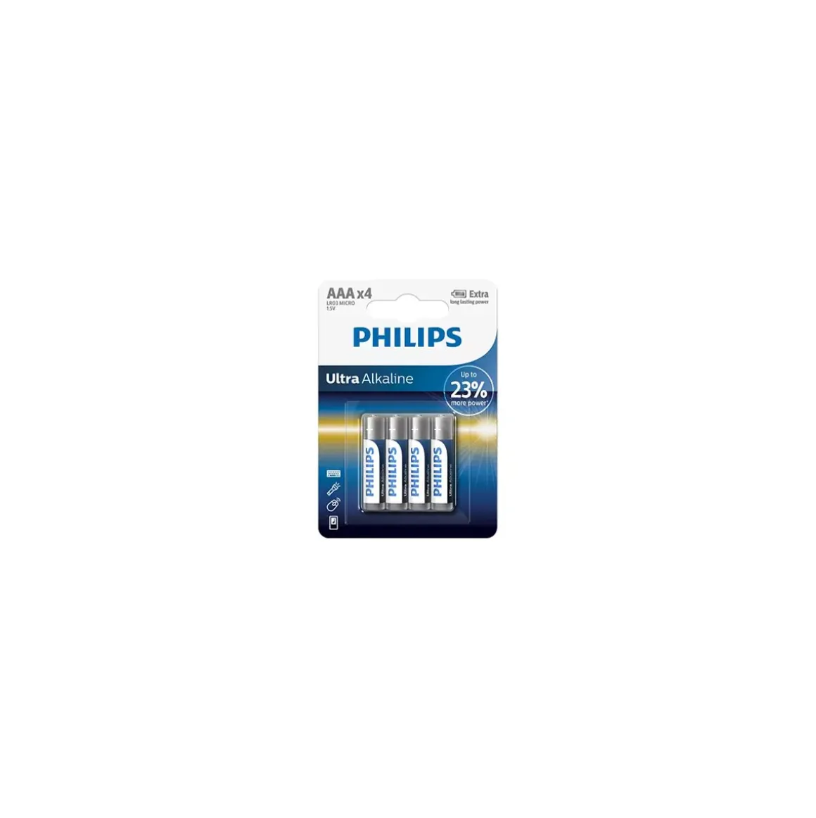 Conjunto de 4 pilhas alcalina Philips ultra power lr03
