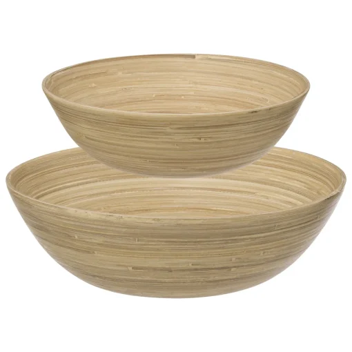 Conjunto de 2 saladeiras natural em bambu 24/30cm