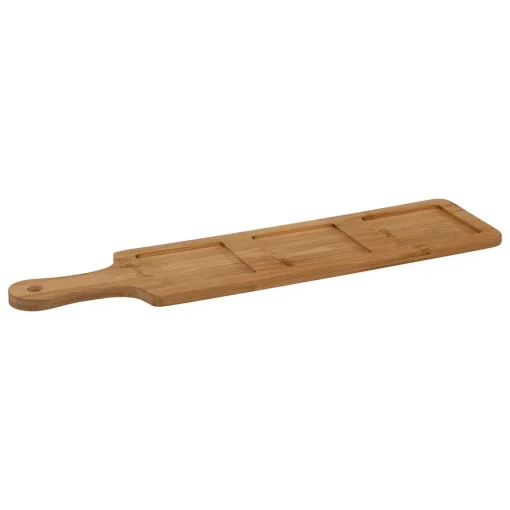 Conjunto de 3 taças de vidro com tábua em bambu