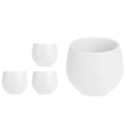 Conjunto de 3 vasos branco com reserva de água 7cm