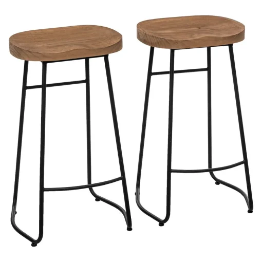 Conjunto de bar HAZEL mesa e 2 bancos em madeira e metal