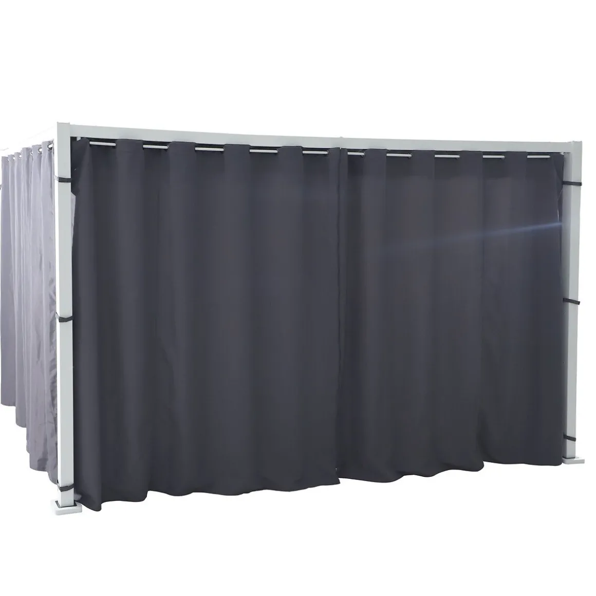 Conjunto de cortina e trlho para pérgola ZLYA cinza escuro 2,18m