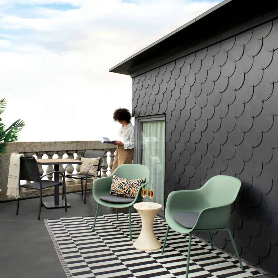 Conjunto de exterior verde olive para 2 pessoas