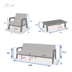 Conjunto de jardim AXIOME praliné bege 5 lugares