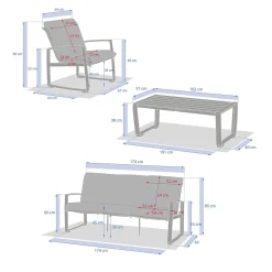 Conjunto de jardim BOREANE castanho em alumínio