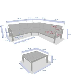 Conjunto de jardim ângulo ÉVASION cinza escuro