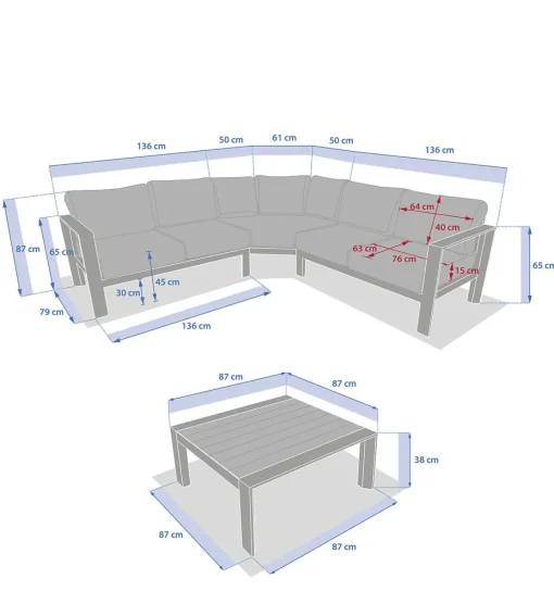 Conjunto de jardim ângulo ÉVASION cinza escuro