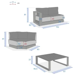 Conjunto de jardim ângulo ALLURE branco 5 lugares