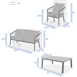 Conjunto de jardim ORIENGO taupe e branco