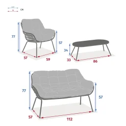 Conjunto de jardim PAOPAO cinza graphite para 4 pessoas