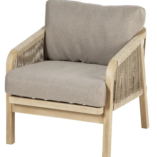 Conjunto de jardim PAPOUASIE taupe em madeira acácia