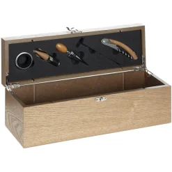 Conjunto de vinicultura com 5 acessórios e caixa para garrafa