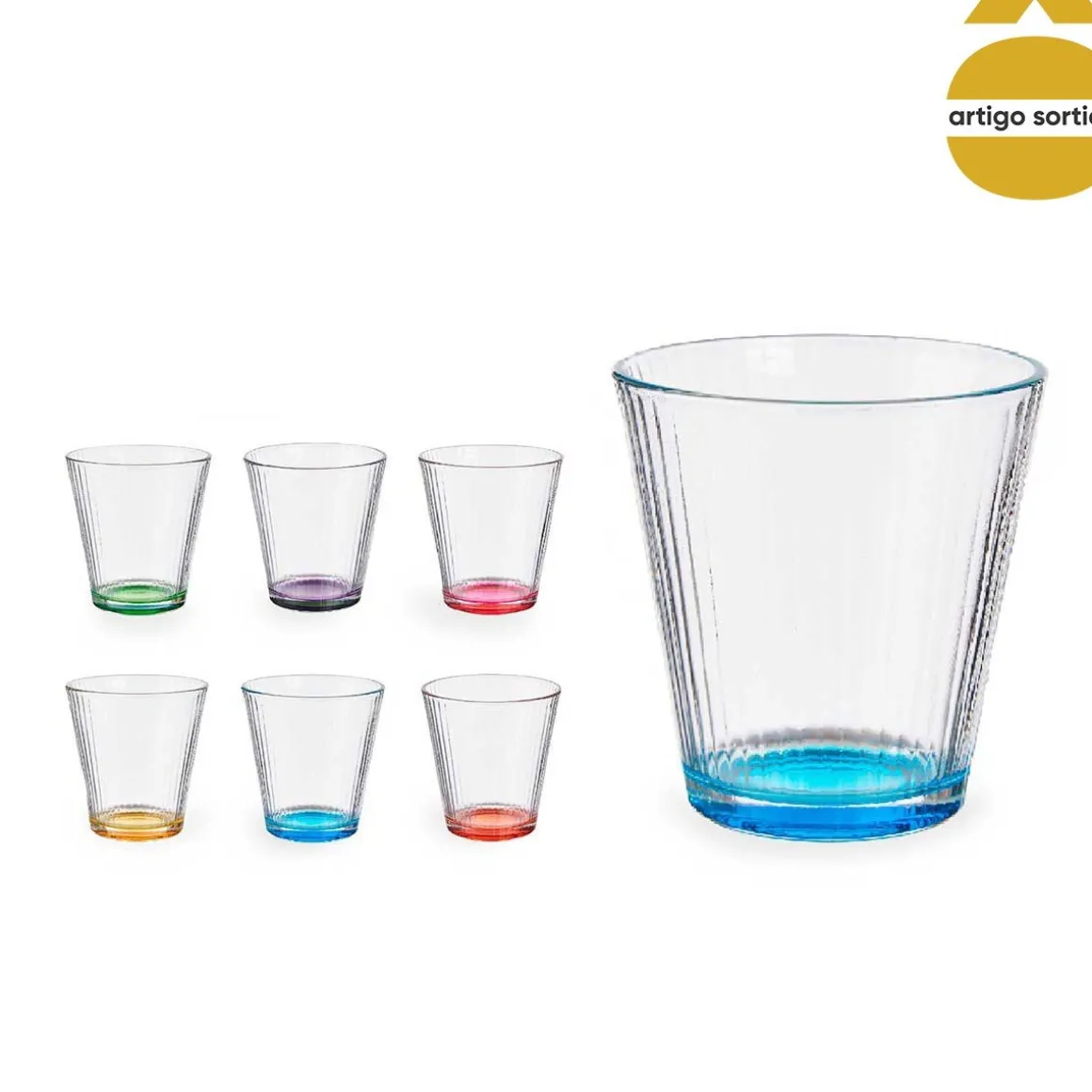 Copo com fundo colorido em vidro 31cl