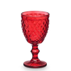 Copo de vinho diamante vermelho com pé 25cl