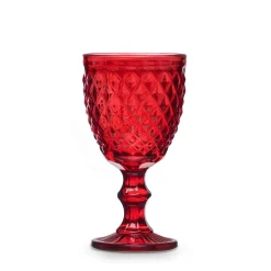 Copo de vinho diamante vermelho com pé 25cl
