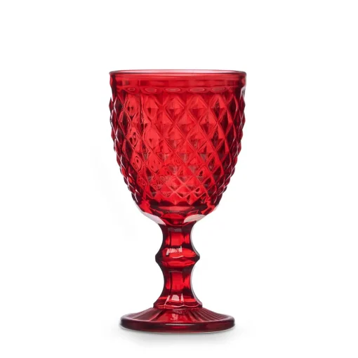 Copo de vinho diamante vermelho com pé 25cl