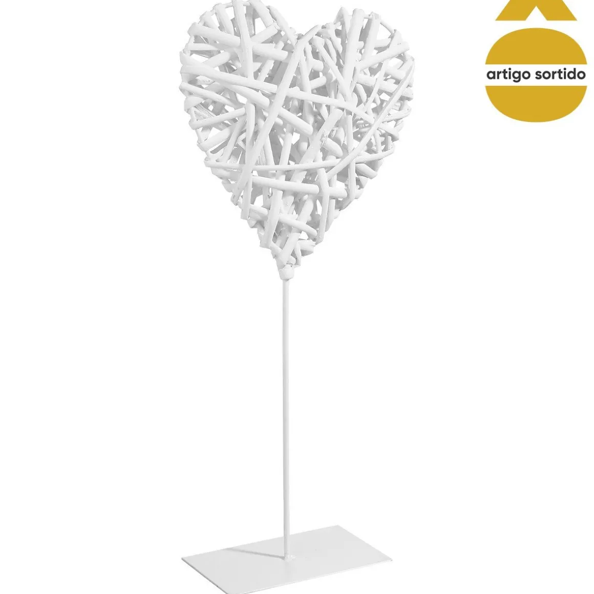 Coração de vime com suporte