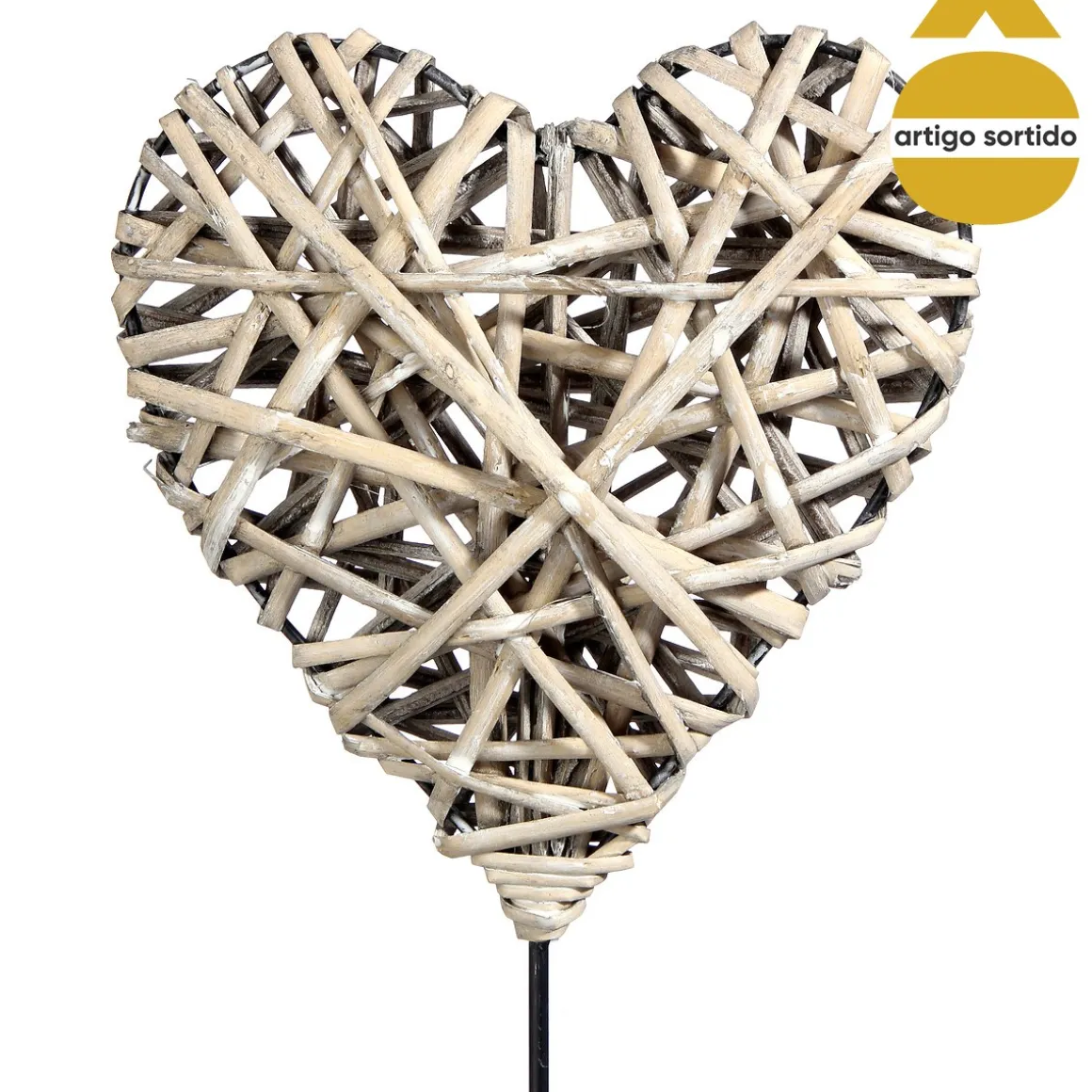 Coração de vime com suporte